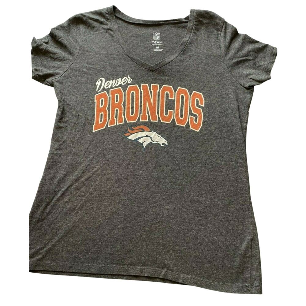Denver Broncos NFL Team Apparel Gray Women's NFL T-Shirt MEDIUM Short Sleeve